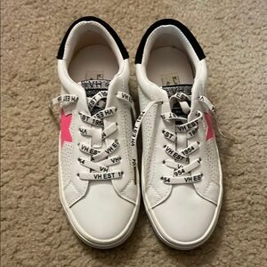 VH White Sneakers with Pink Star